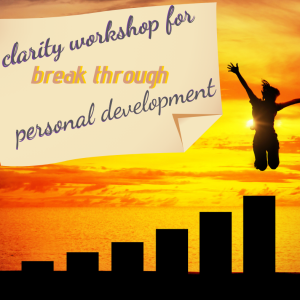 title of workshop- clarity for break through personal development with a women jumping from the highest pole in the sunset